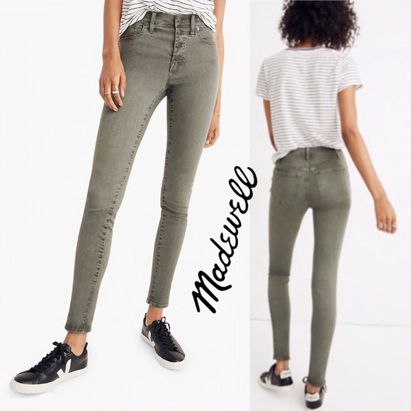 green high waisted skinny jeans